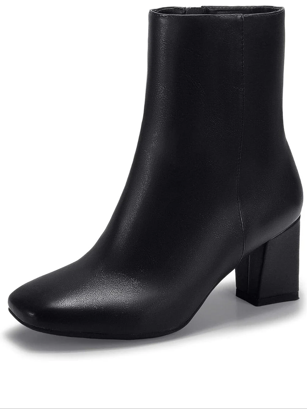 IDIFU Women's Aliza Fashion Square Toe Short Boots Side Zipper Low Block Heel